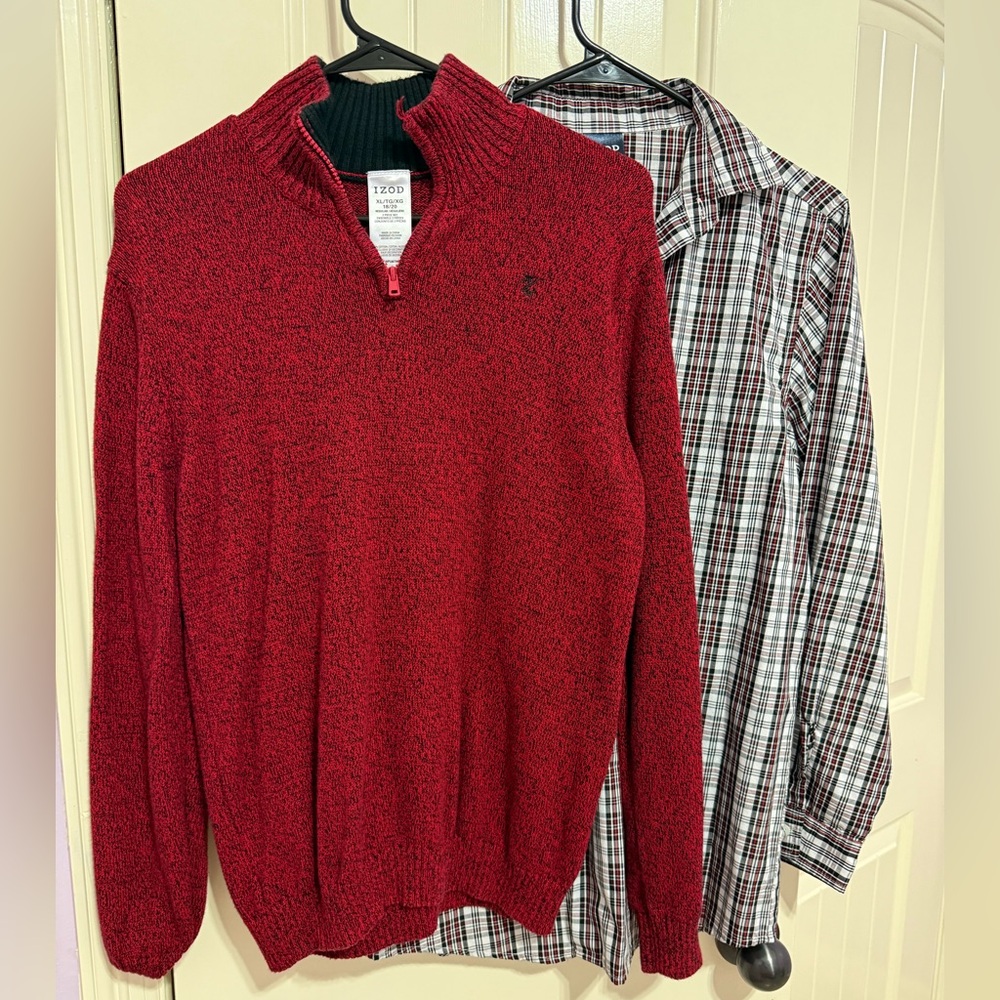 Izod Maroon Quarter-Zip Sweater set